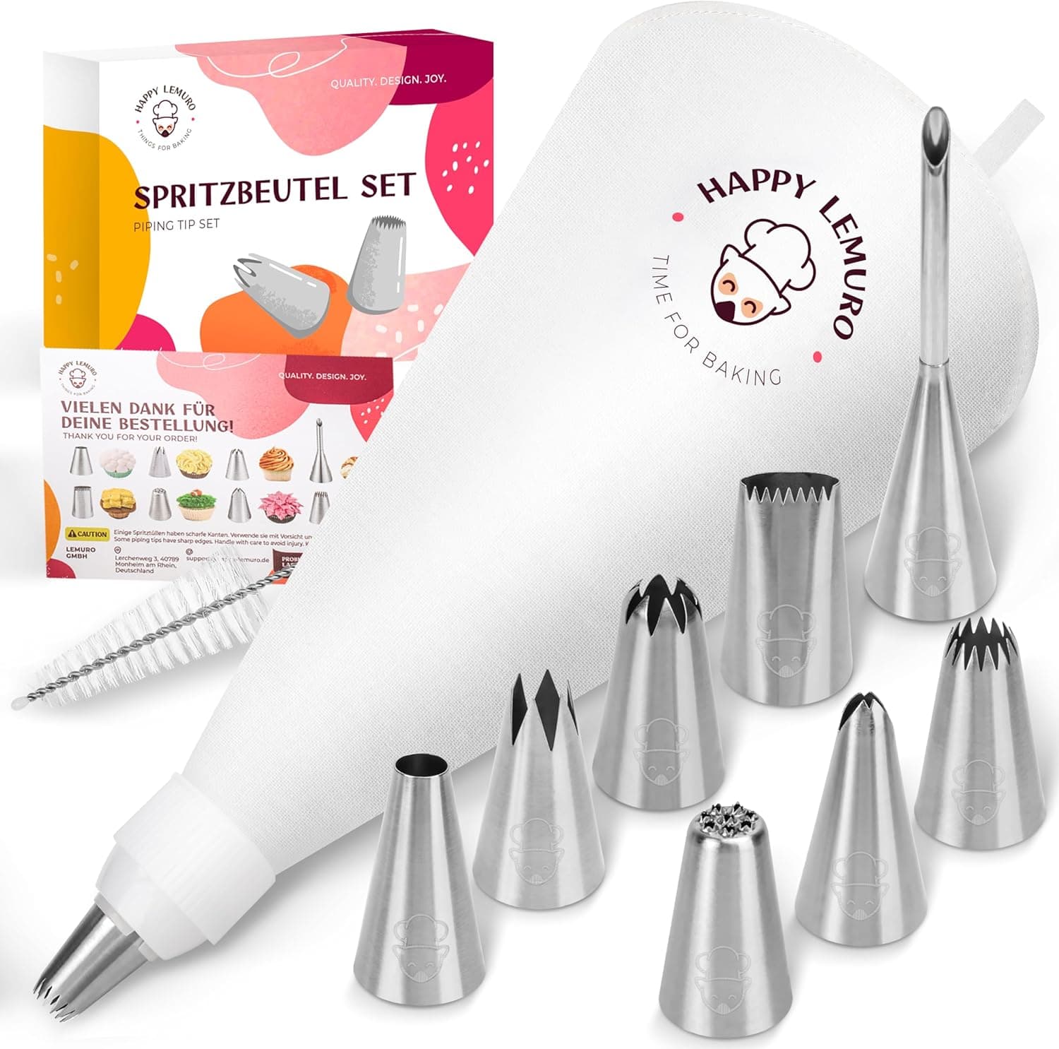 Spritzbeutel-Set mit 8 Edelstahltüllen, 11-teilig