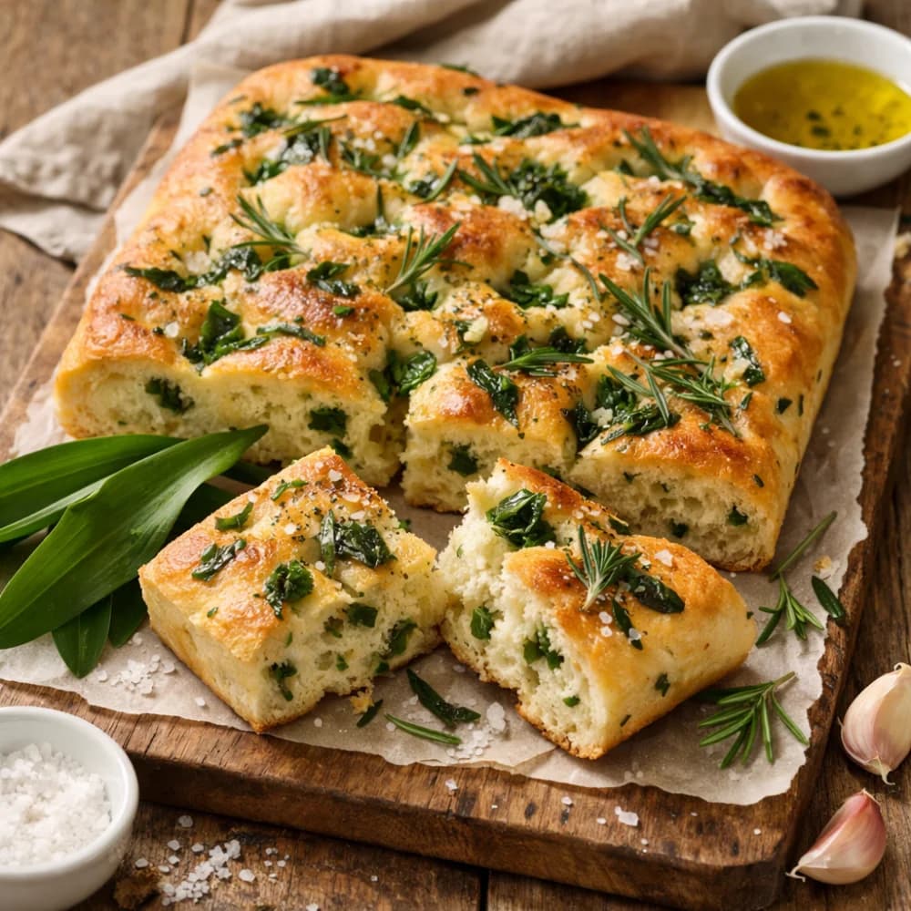 Aromatic Wild Garlic Focaccia with Rosemary
