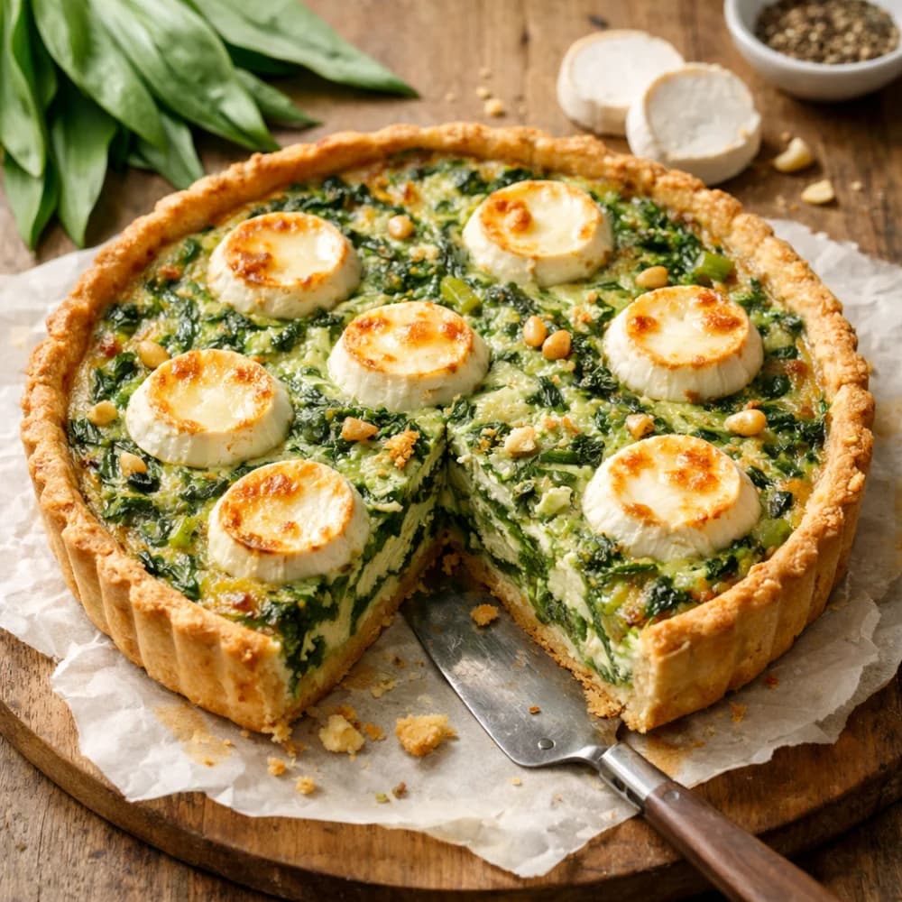 Aromatic Wild Garlic and Goat Cheese Quiche