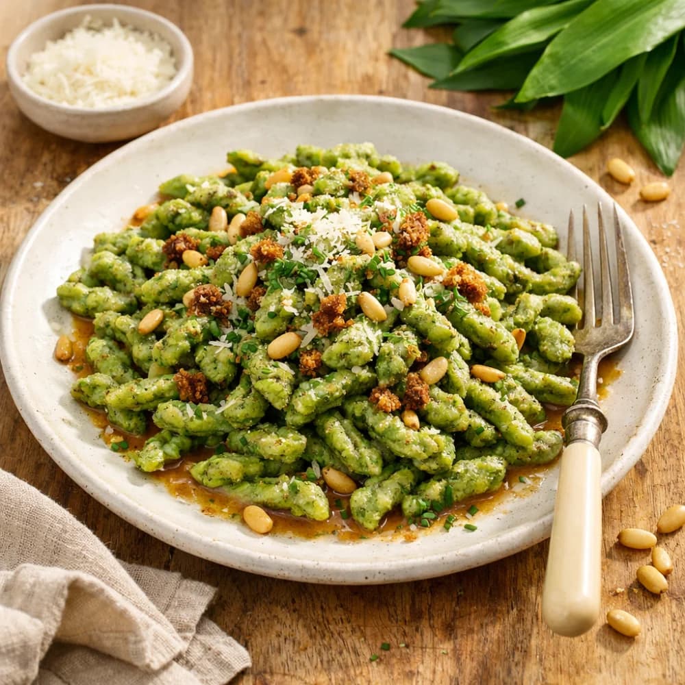 Aromatic Wild Garlic Spätzle with Brown Butter