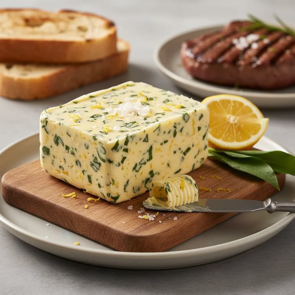Aromatic Wild Garlic Lemon Butter with Fleur de Sel