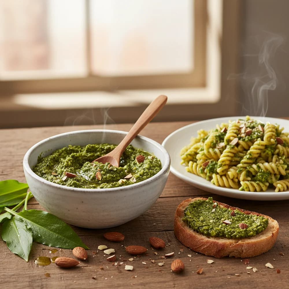Aromatic Wild Garlic Pesto with Toasted Almonds