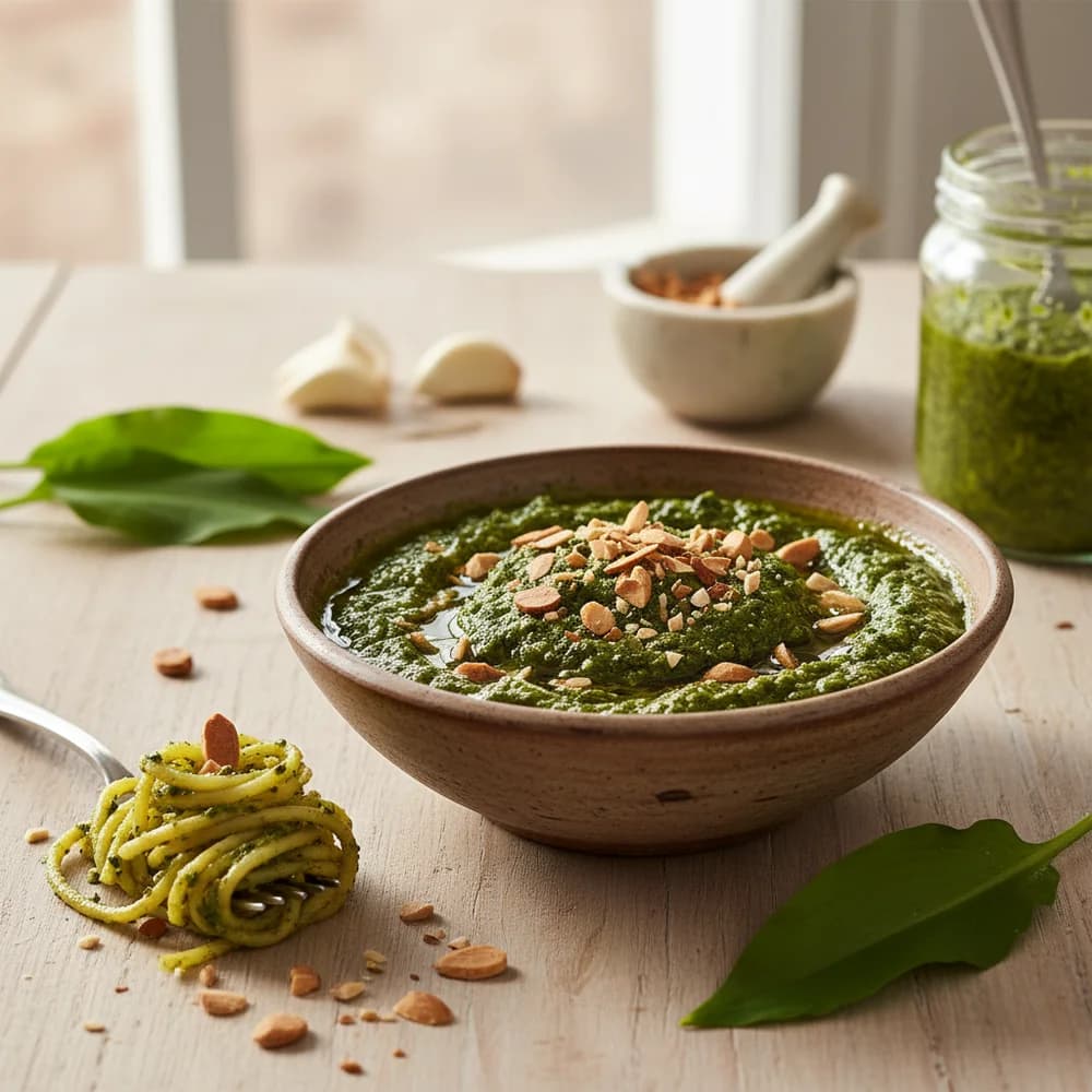 Aromatic Wild Garlic Pesto with Toasted Almonds