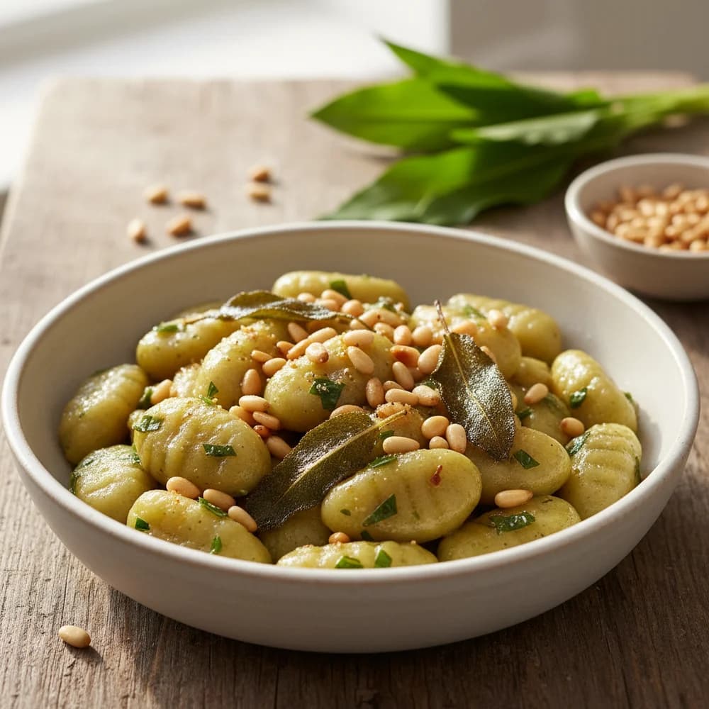 Wild Garlic Gnocchi with Sage Butter and Toasted Pine Nuts