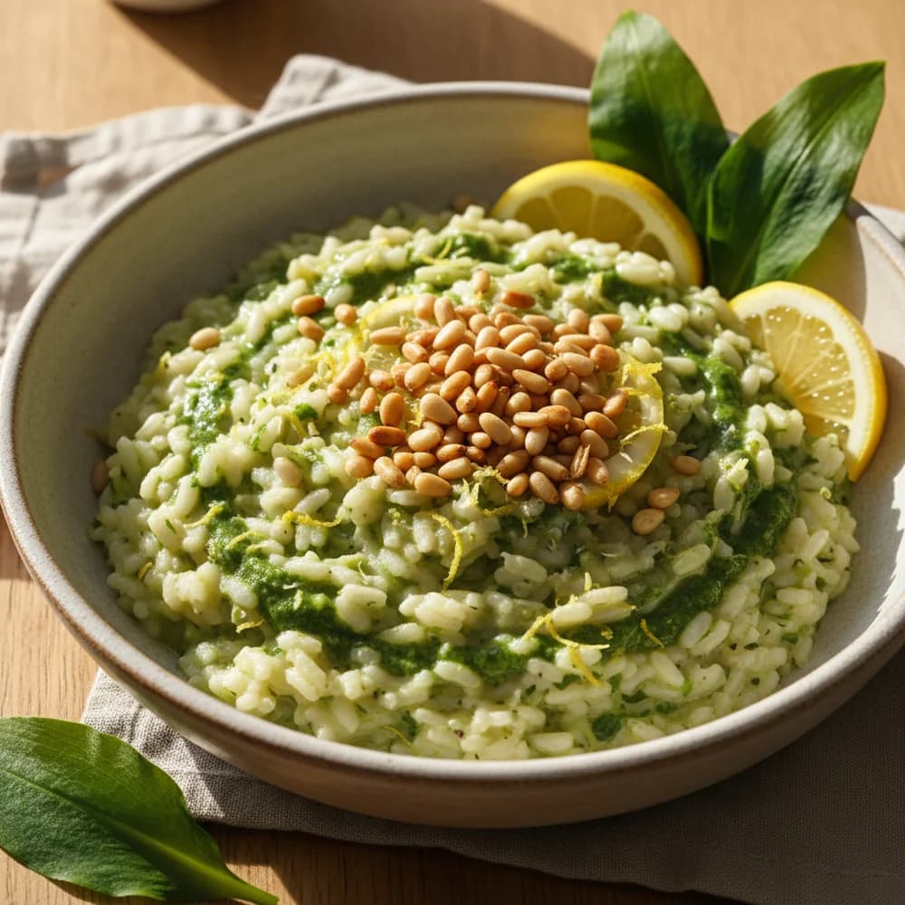 Wild Garlic and Lemon Risotto with Toasted Pine Nuts