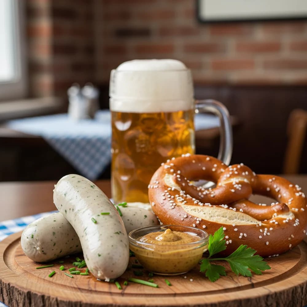Bavarian Weisswurst Delight with Oven-Fresh Pretzels