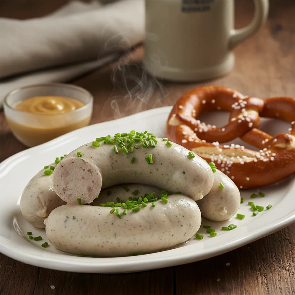 Bavarian Weißwurst Breakfast with Fresh Pretzels