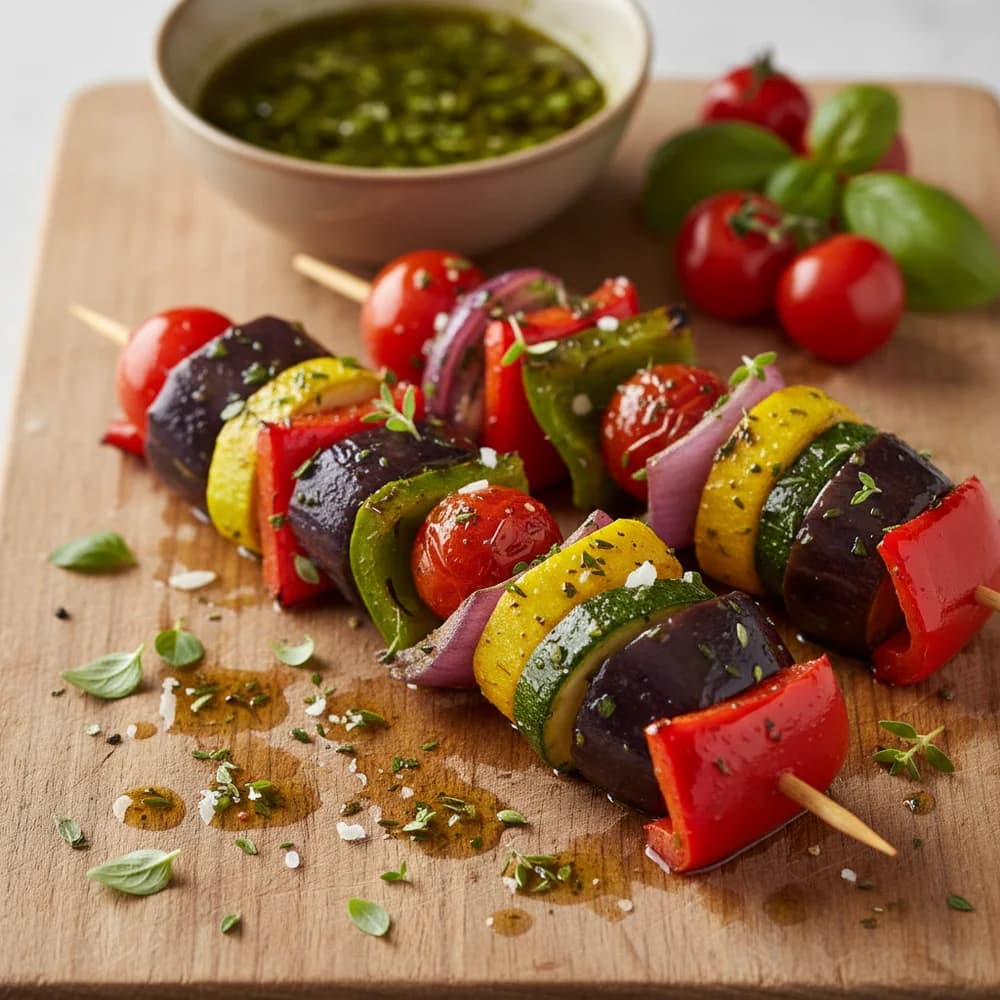 Colorful Grilled Vegetable Skewers with Mediterranean Herb Marinade
