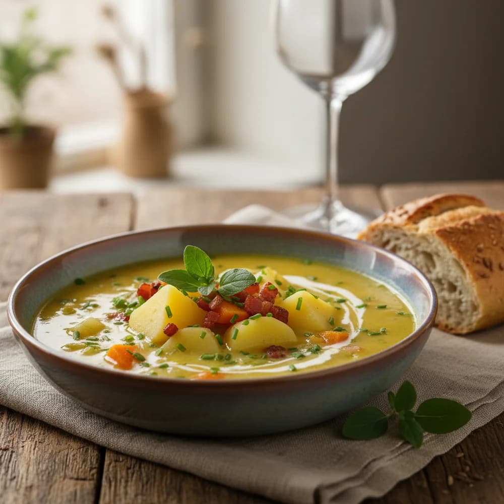 Creamy Potato Soup with Crispy Bacon