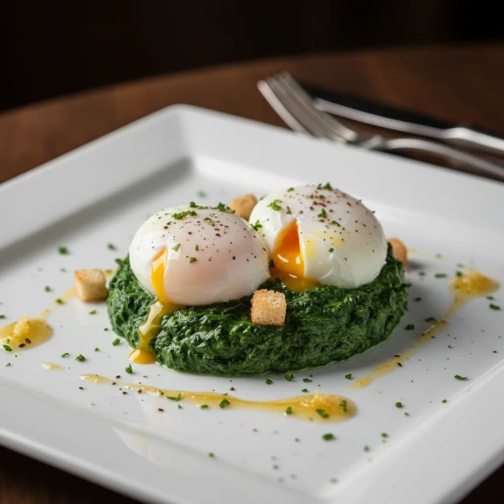 Creamy Creamed Spinach with Fried Eggs