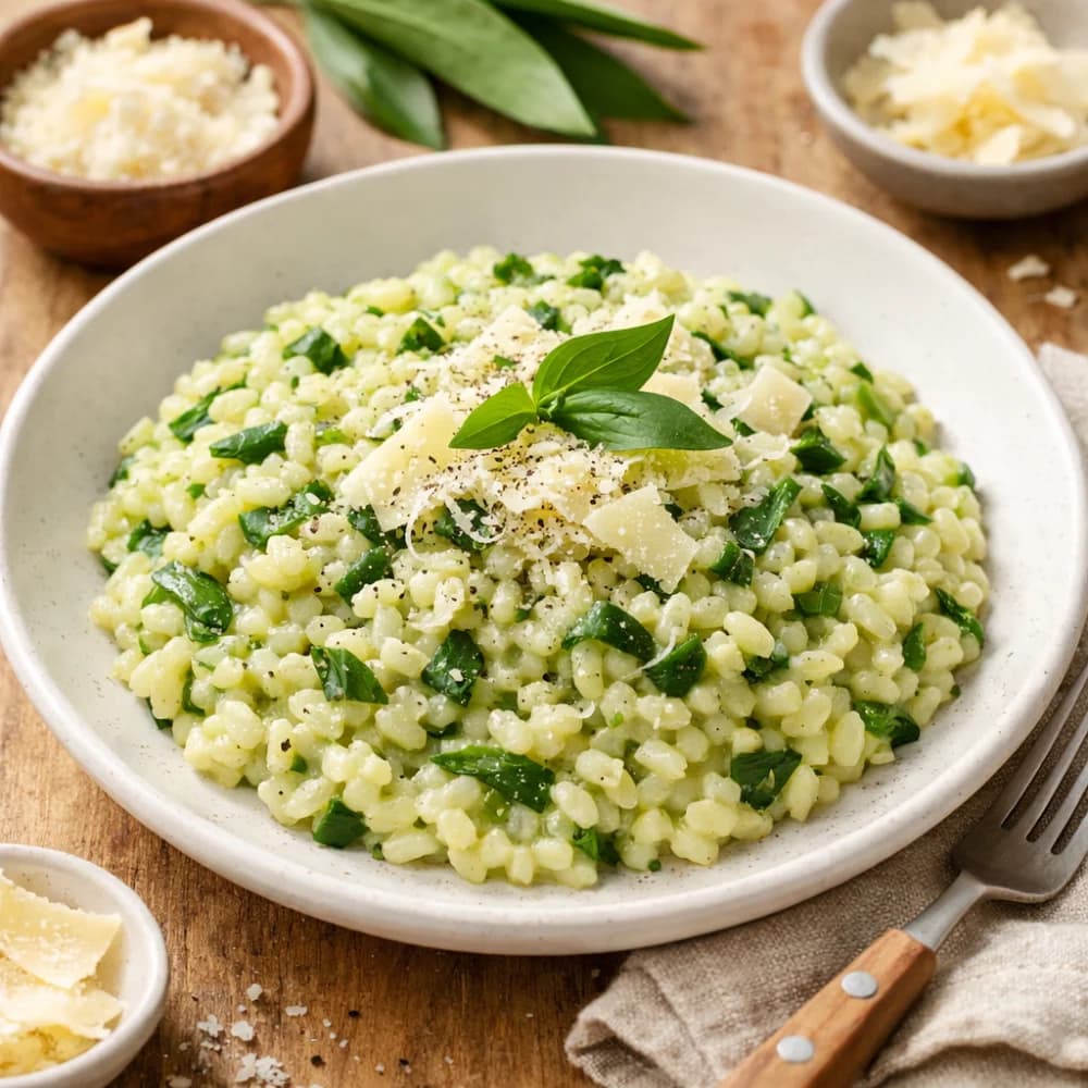 Creamy Wild Garlic Risotto with Parmesan
