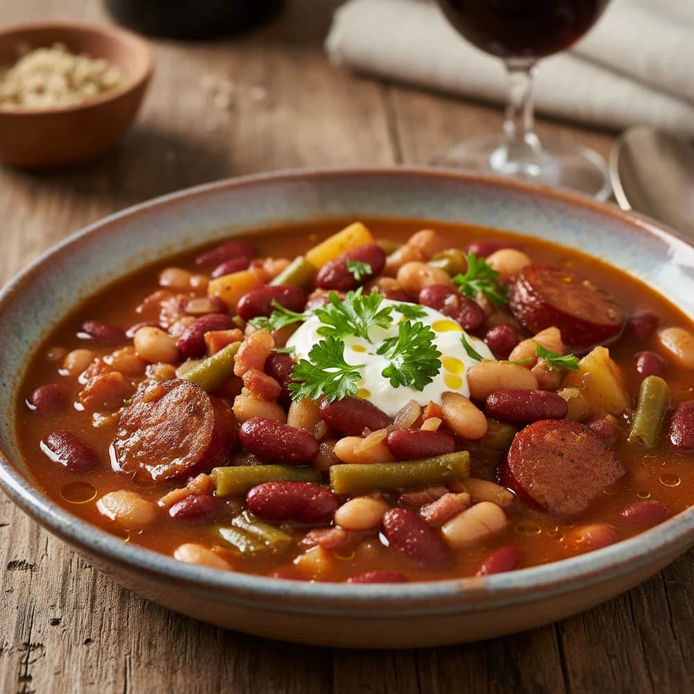 Hearty Bean Stew with Smoked Bacon