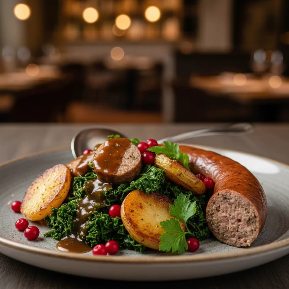Hearty Kale with Pinkel Sausage - Grandma's Style