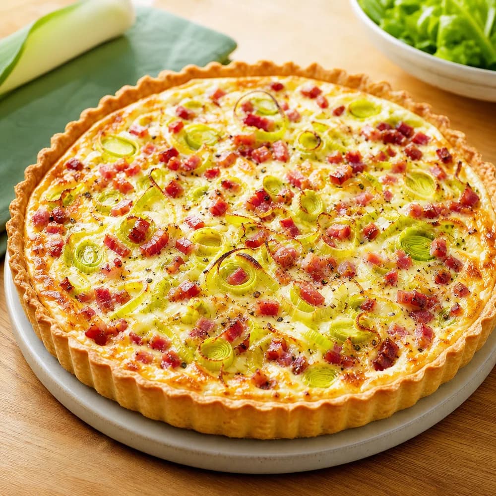 Quick & Easy Flammkuchen Tart with Leeks and Bacon