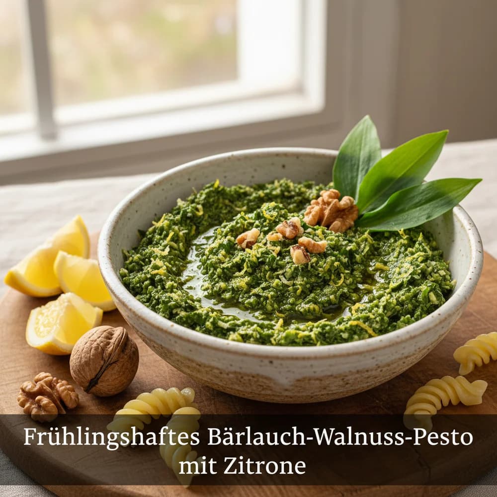 Springtime Wild Garlic and Walnut Pesto with Lemon