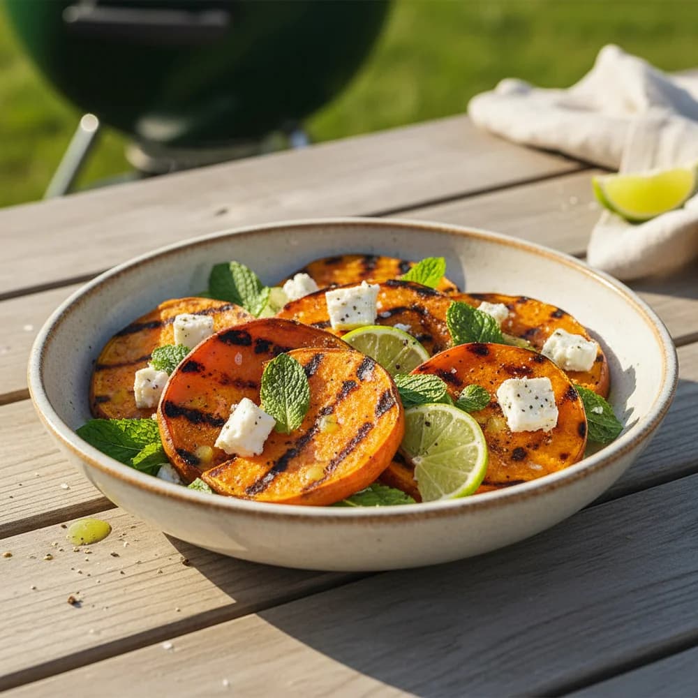 Grilled Sweet Potato Feta Salad with Mint and Lime
