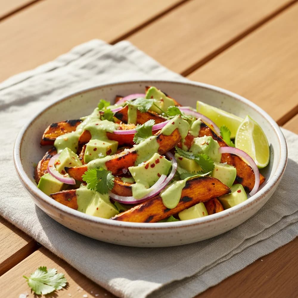 Grilled Sweet Potato Salad with Avocado-Lime Dressing