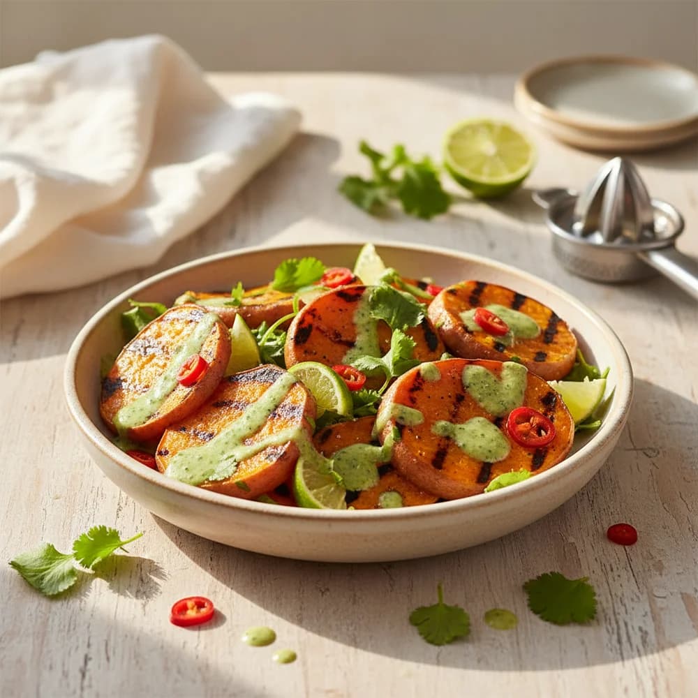 Grilled Sweet Potato Salad with Lime-Cilantro Dressing
