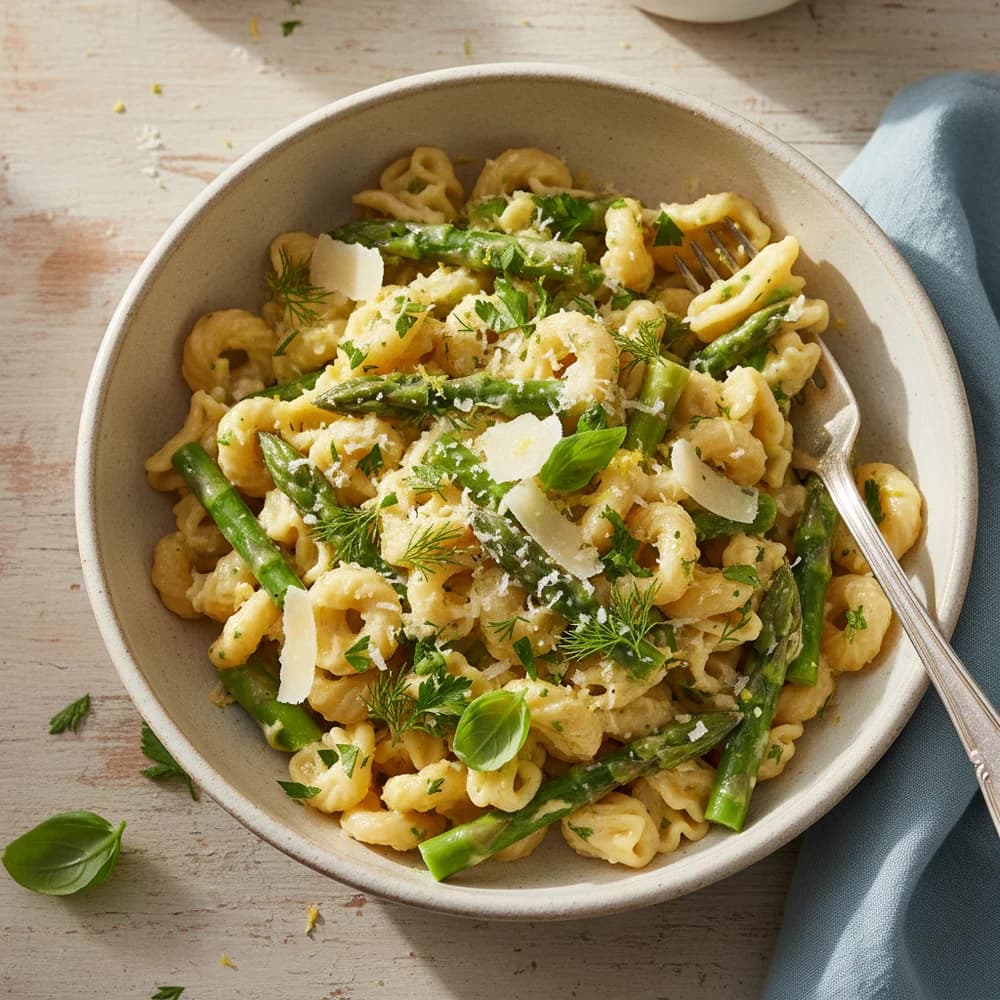 Green Asparagus Dream on Creamy Lemon Pasta