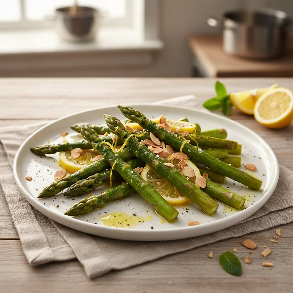 Green Asparagus Dream with Lemon and Almond Slivers