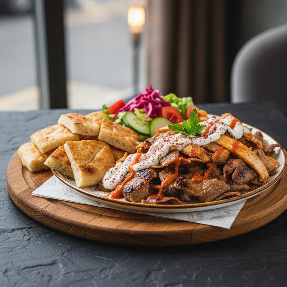 Homemade Döner Kebab with Tender Chicken and Fresh Yogurt Sauce