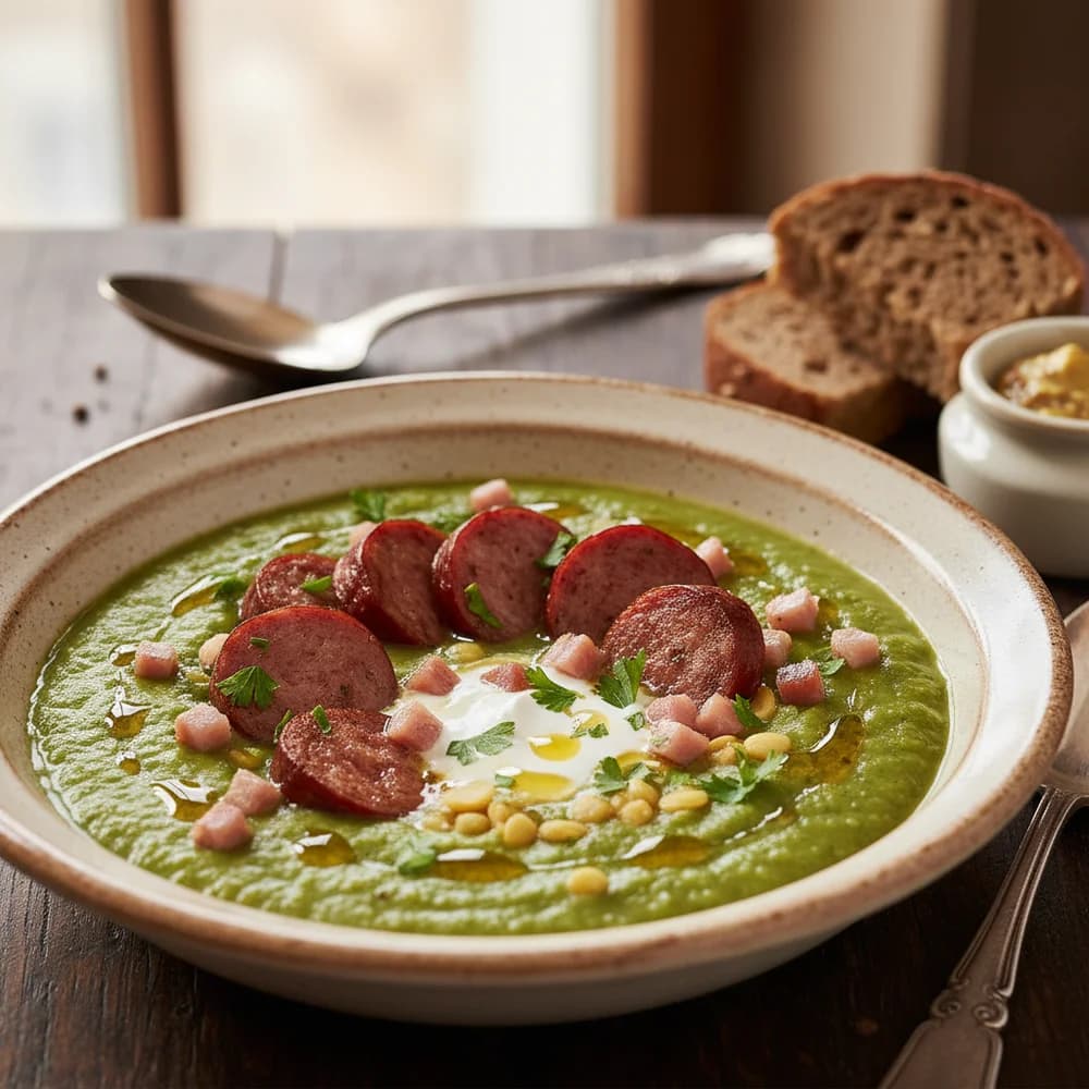 Hearty Grandma's Pea Soup with Smoked Pork Loin