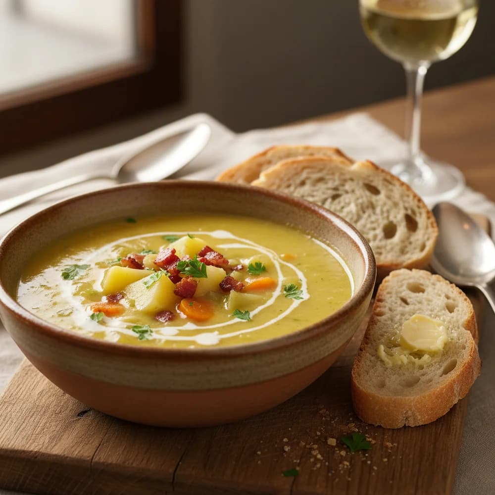 Hearty Grandma's Potato Soup with Fresh Marjoram