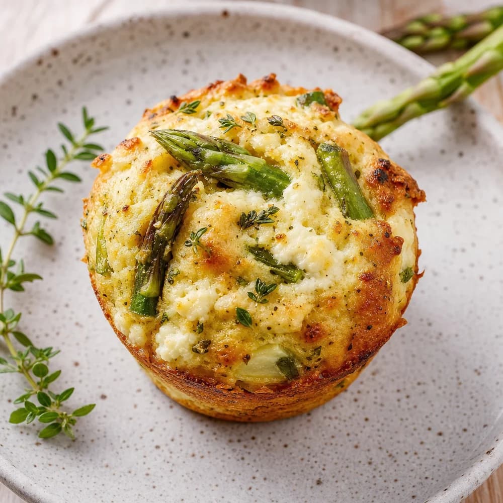 Savory Asparagus Ricotta Muffins with Lemon Thyme