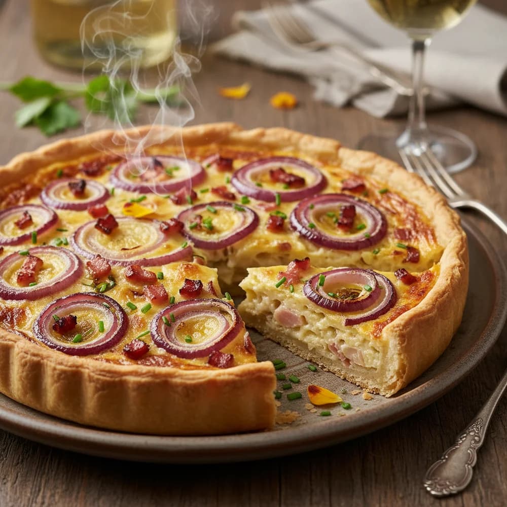 Hearty Alsatian Onion Tart (Zwiebelkuchen)