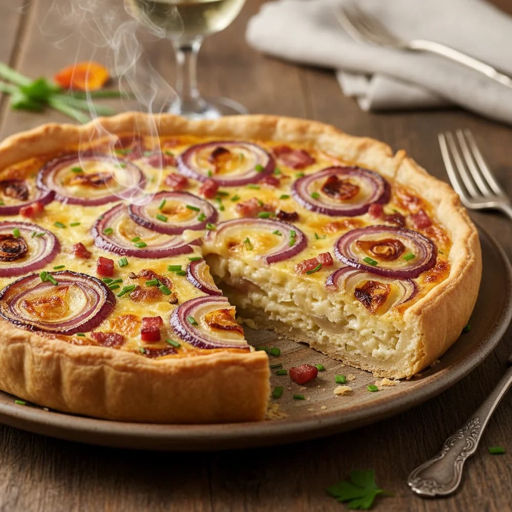 Hearty Alsatian Onion Tart with Bacon