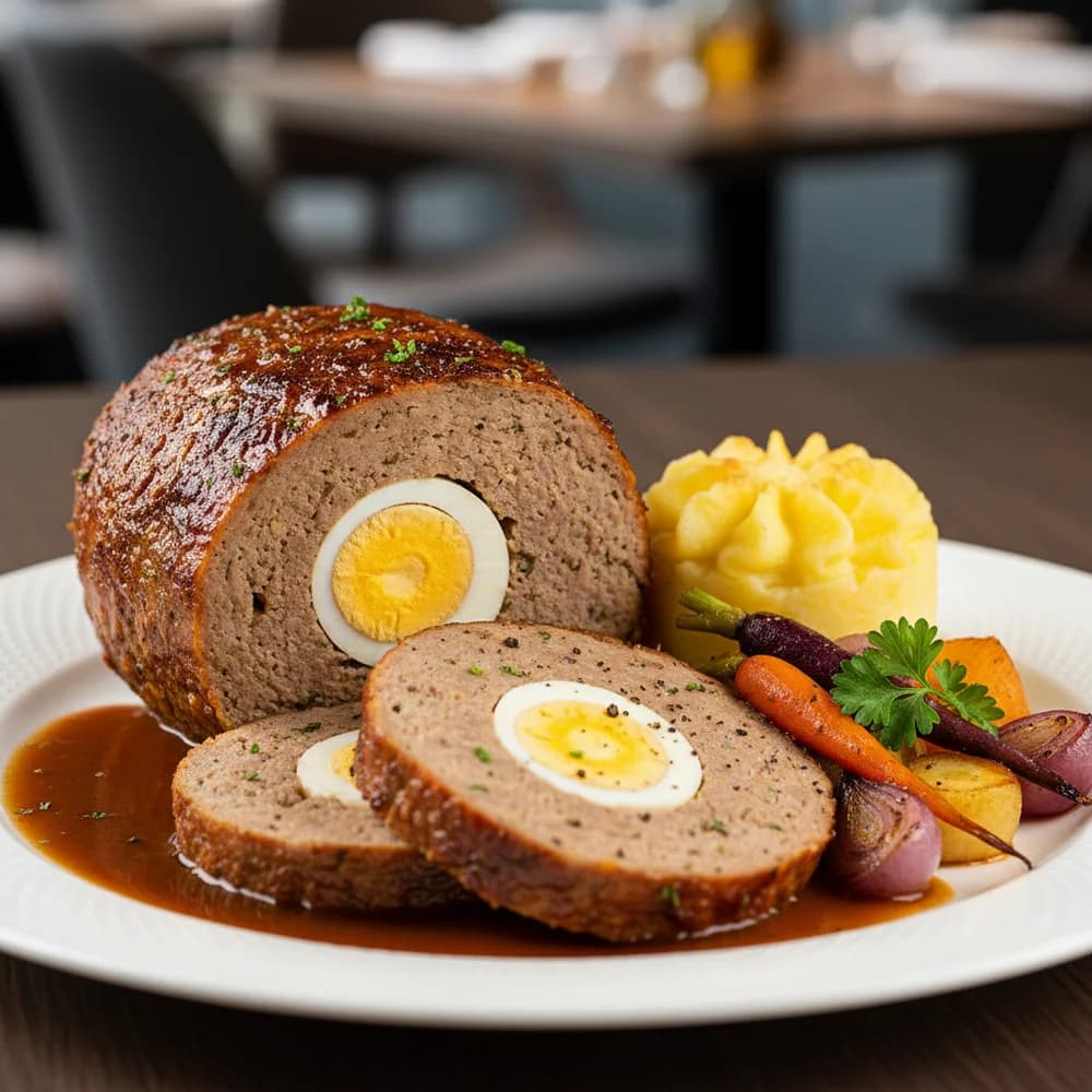 Hearty "Falscher Hase" (Mock Rabbit) with Fine Onion Gravy