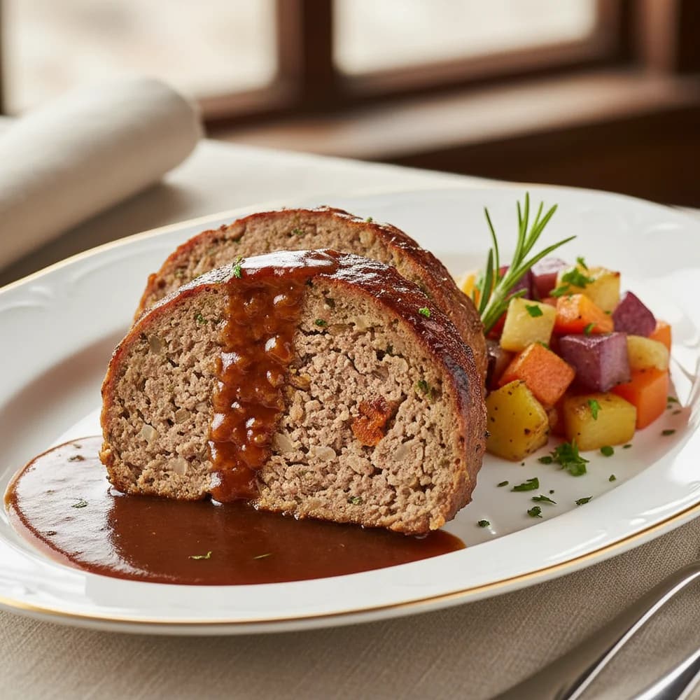 Hearty Meatloaf "Grandma's Style" with Gravy