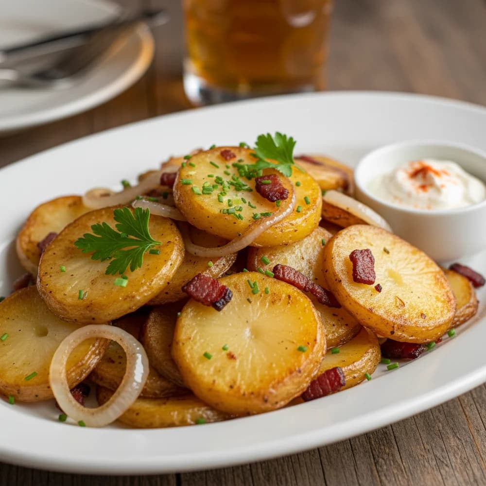 Classic German Fried Potatoes with Onions and Bacon