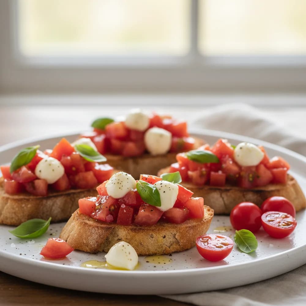 Classic Italian Bruschetta with Sun-Ripened Tomatoes and Basil