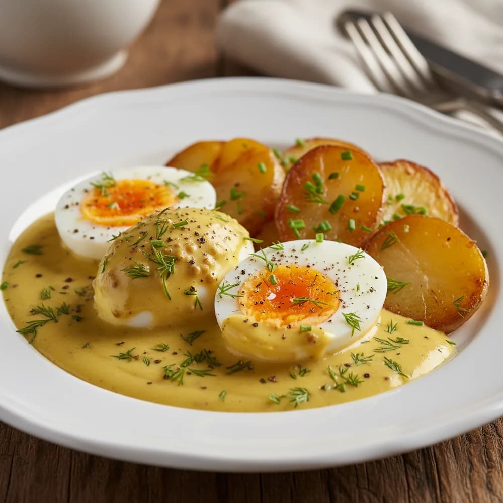 Classic German Eggs in Mustard Sauce with Dill