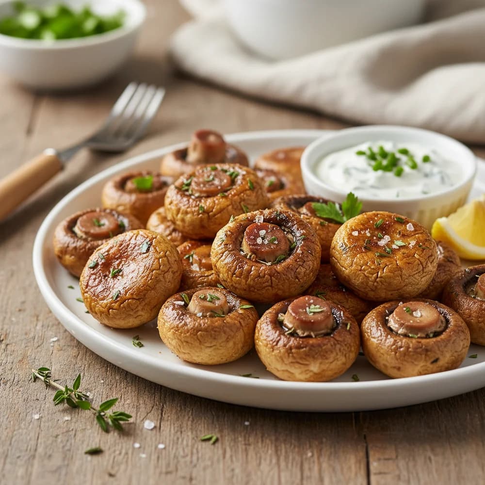 Crispy Air Fryer Mushrooms with Herb Garlic Marinade