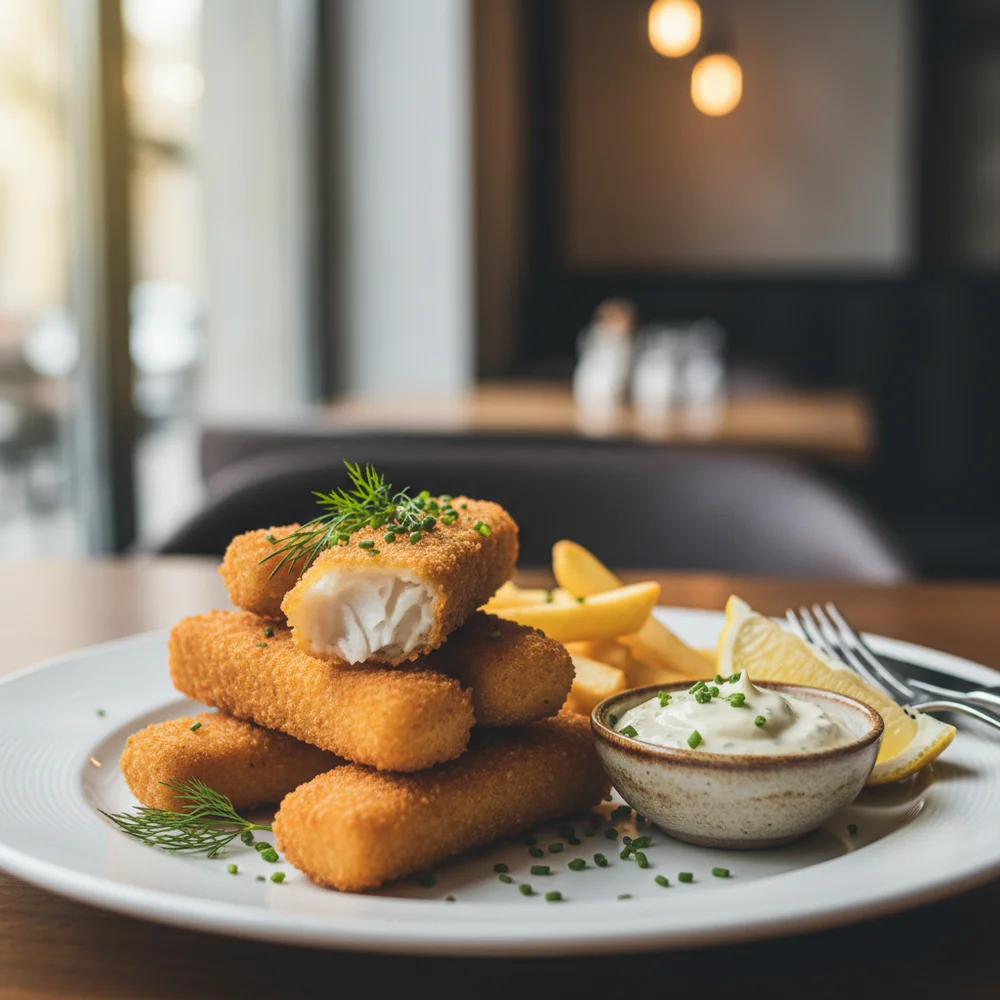 Crispy Homemade Fish Sticks with Lemon-Dill Dip