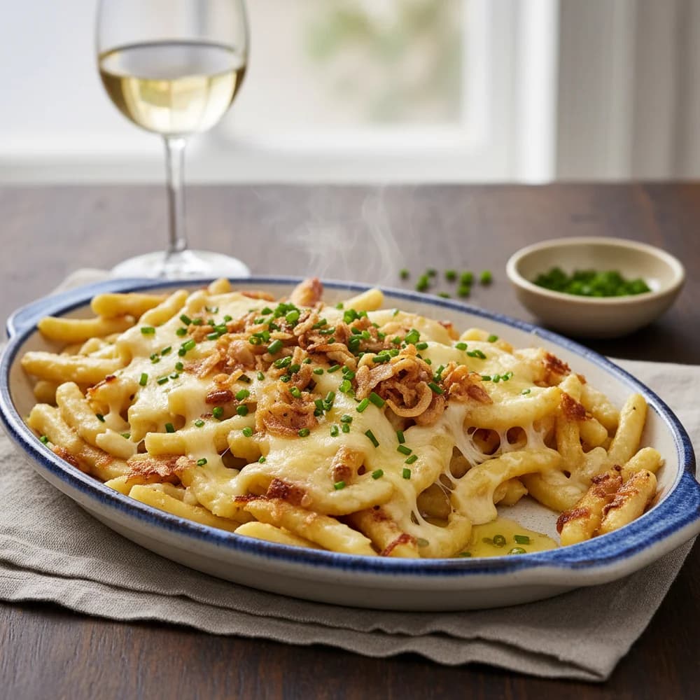 Crispy Air Fryer Käsespätzle with Fried Onions