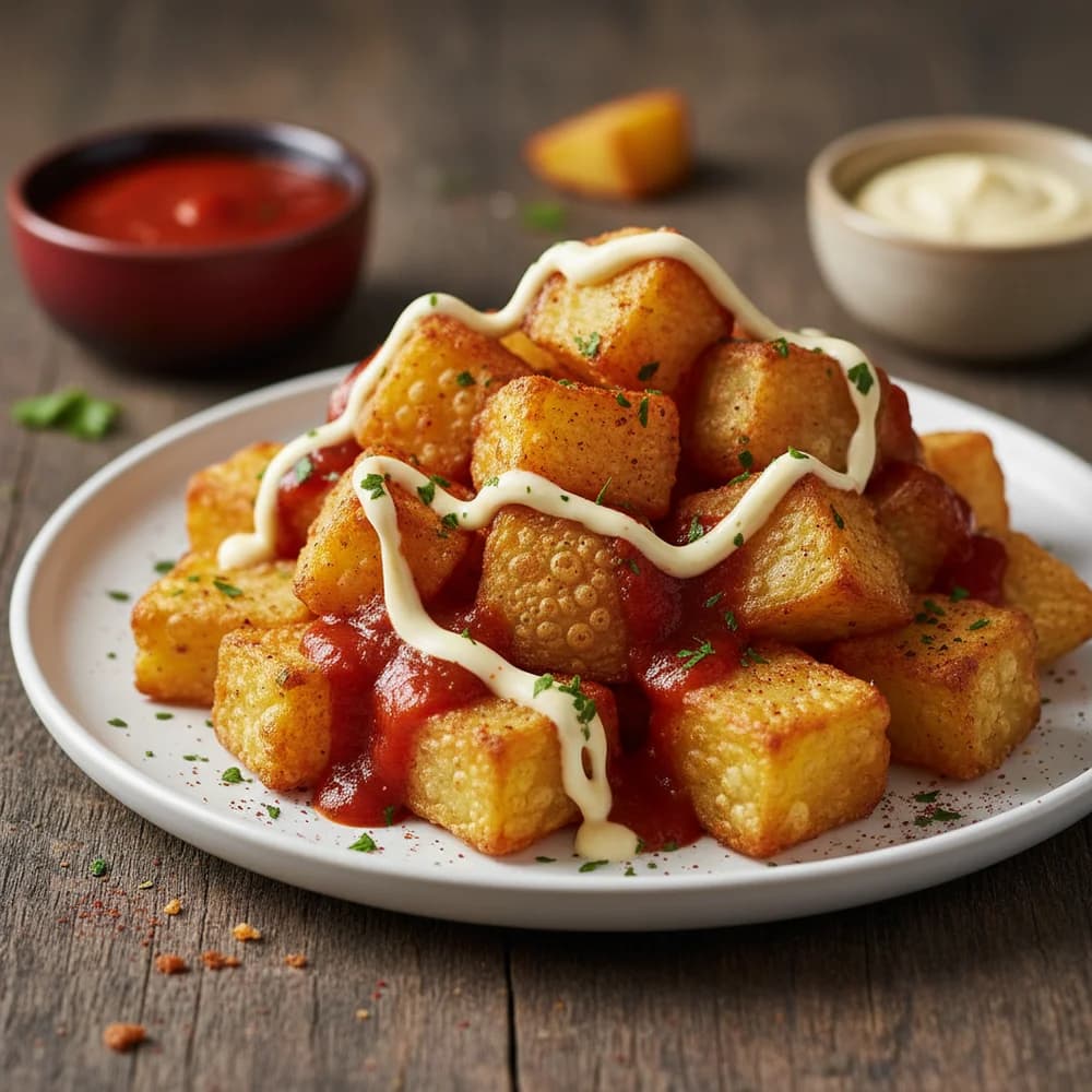 Crispy Air Fryer Patatas Bravas with Smoky Bravas Sauce