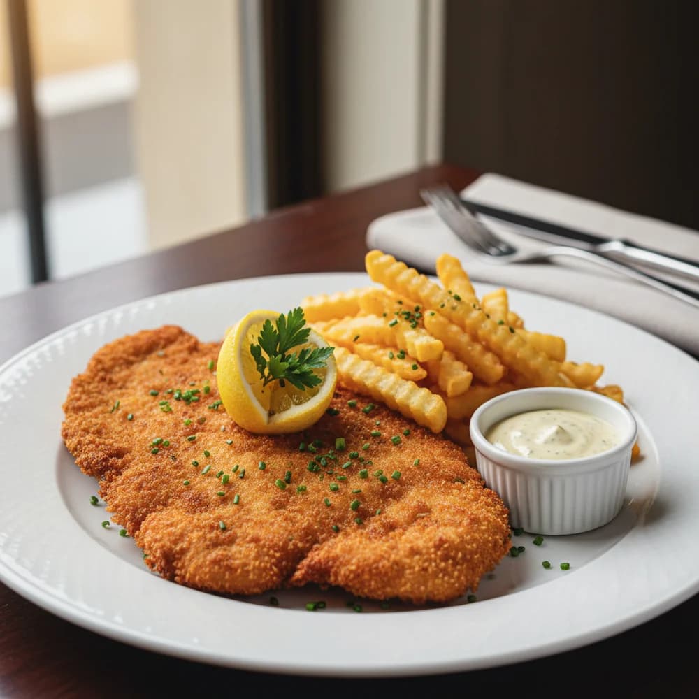 Crispy Wiener Schnitzel with Golden French Fries