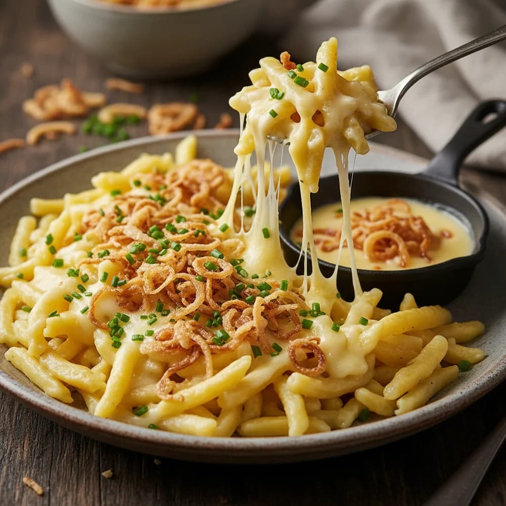 Delicious Cheese Spätzle with Crispy Fried Onions