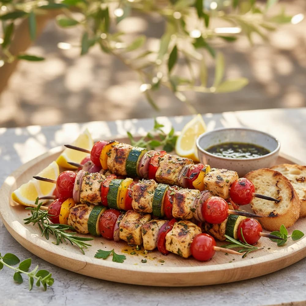 Mediterranean Chicken & Vegetable Skewers with Herb-Lemon Marinade