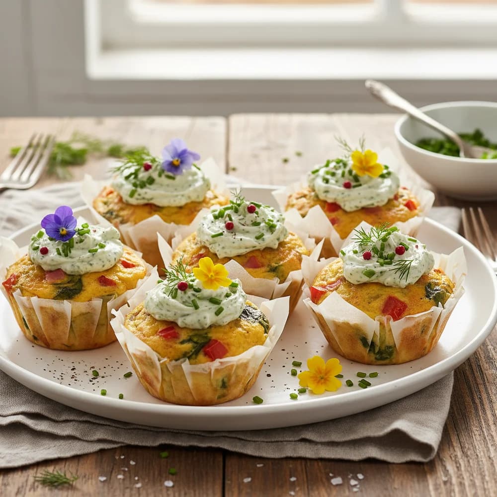 Easter Egg Muffins with Herbed Cream Cheese Topping