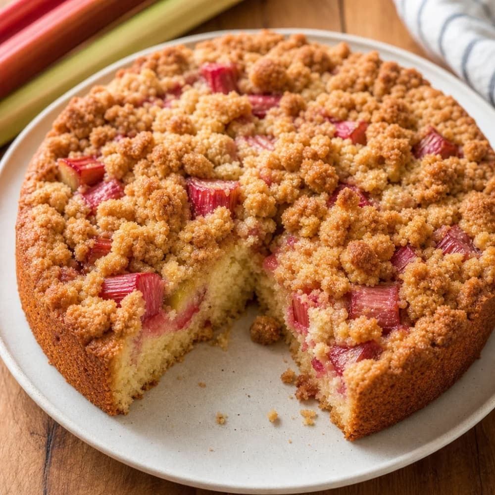 Rustic Rhubarb Crumble Cake