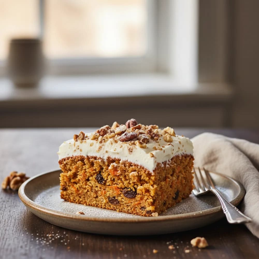 Moist Carrot Cake with Cream Cheese Frosting and Walnut Crunch