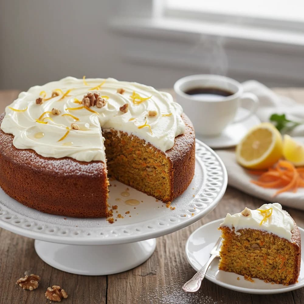 Moist Carrot Cake with Cream Cheese Lemon Frosting