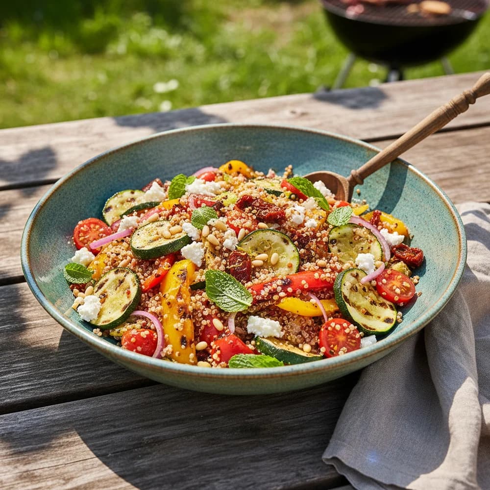 Sun-Kissed Quinoa Grill Salad with Feta and Mint