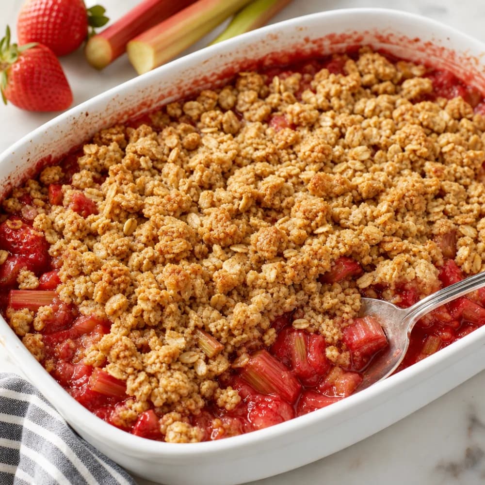 Strawberry Rhubarb Crisp with Oat Crumble