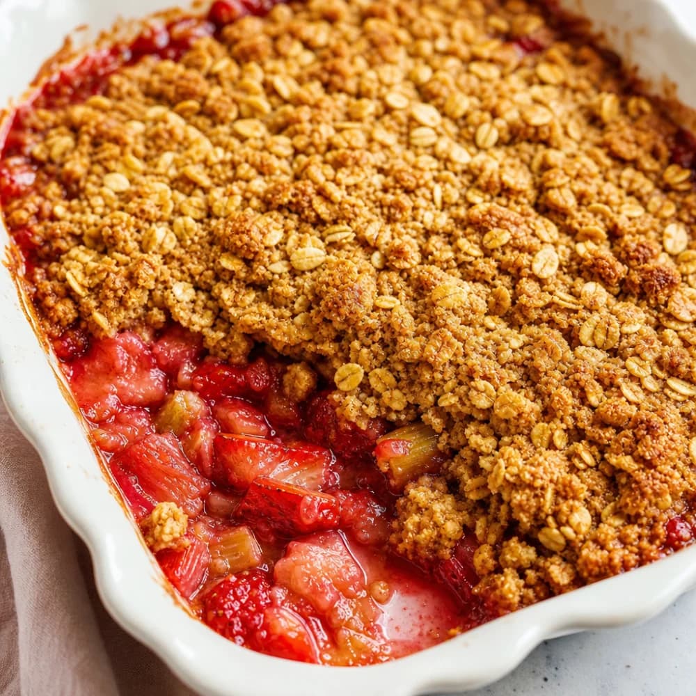 Strawberry Rhubarb Crisp with Oat Topping