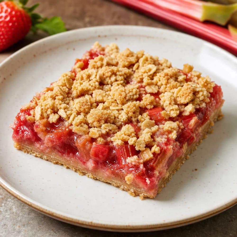 Strawberry Rhubarb Crumble Bars